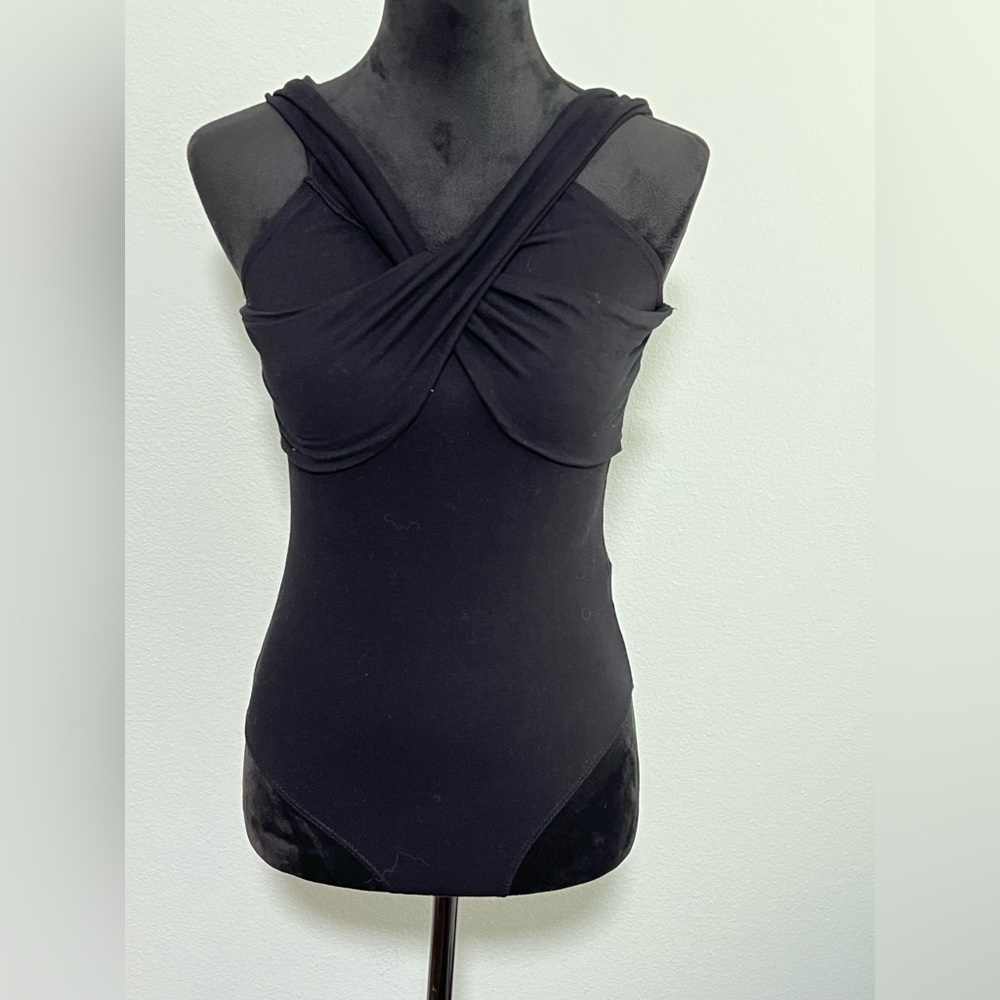 WASABI + MINT Black Sleeveless Criss Cross Bodysuit - M